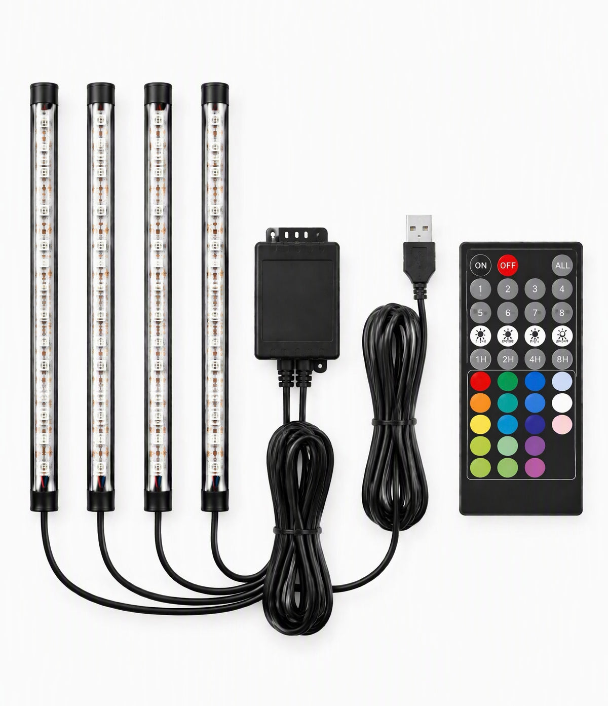 Glow RGB LED-strip – interieurset 4 stuks