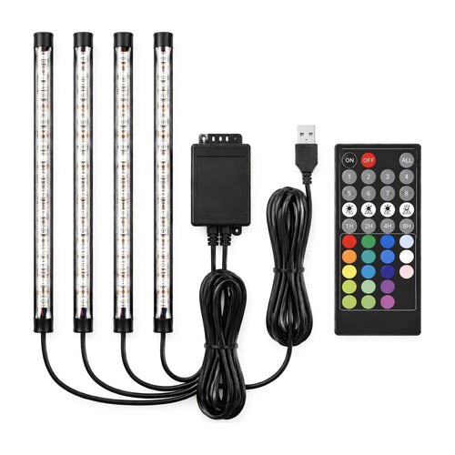Glow RGB interieurset met 4 LED-strips en afstandsbediening